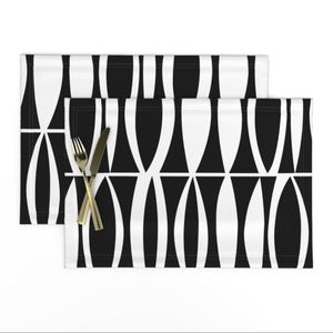 Spoonflower Set of 8 Mid Century Art Deco Placemats and 12 Napkins